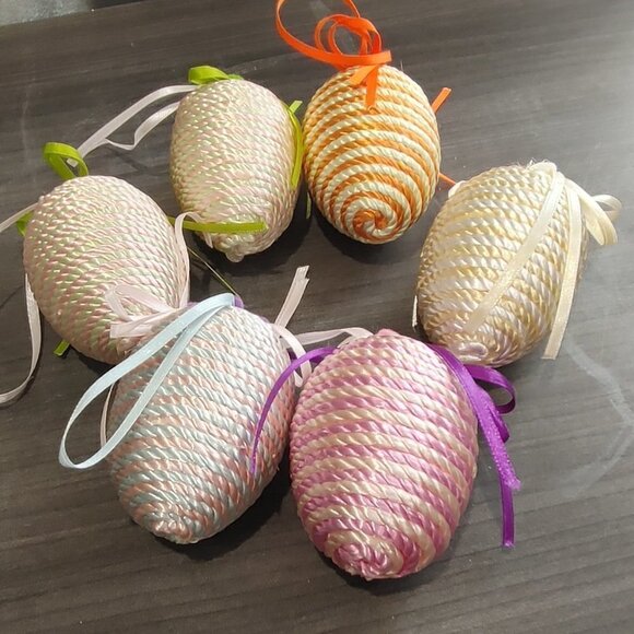 6 Easter Decorative Eggs Handmade, Multi Colors - Picture 2 of 4